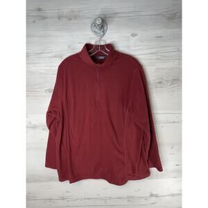 Lands' End Sweater Womens Plus 1X Burgundy Fleece Quarter Zip Pullover Mock Neck